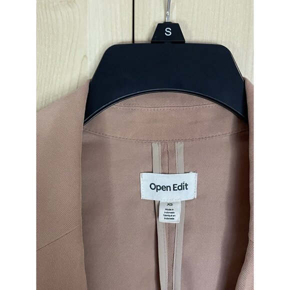 Open Edit Women’s Oversized Blazer Sz XS Nordstrom Beige Brown Jacket Preppy - Picture 4 of 5